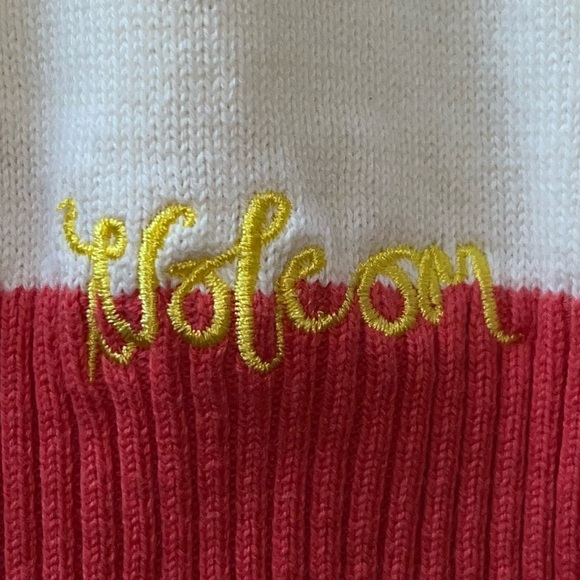 Volcom "Esta Bien" Sweater Vest - Coral/White Stripes Y2K/Skate/Surf Junior's XL - Picture 7 of 16